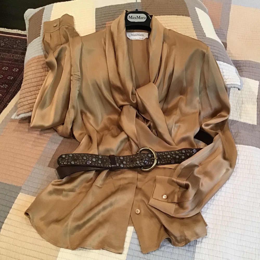 MaxMara handmade leather belt 35”-39” like new